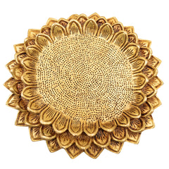 Brass Handmade Lotus Shaped Pooja Chowki for God Idols, Kalash, Temples, Durable, Decorative Peetha Singhasan for Rituals and Worship, Gold, 1 Inch, 1 Piece
