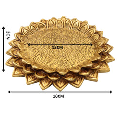 Brass Handmade Lotus Shaped Pooja Chowki for God Idols, Kalash, Temples, Durable, Decorative Peetha Singhasan for Rituals and Worship, Gold, 1 Inch, 1 Piece