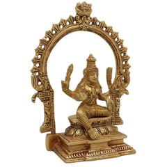 Brass Murugan Idol, Kartikeya Subramanya Skanda Statue, Pital Shanmuga Moorti for Pooja Room Home Decor Gift, Gold, 7.5 Inch, 1 Piece
