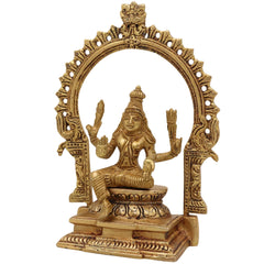 Brass Murugan Idol, Kartikeya Subramanya Skanda Statue, Pital Shanmuga Moorti for Pooja Room Home Decor Gift, Gold, 7.5 Inch, 1 Piece