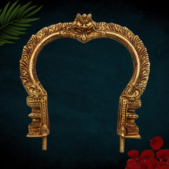 Bhunes Brass Prabhavali Frame Wall Hanging – Arch for Deity Backdrop, Prabhawali Prabhaval for Home Temple Decor | Traditional Pooja Brass Aura Frame, Gold, 7.5 Inch, 1 Piece