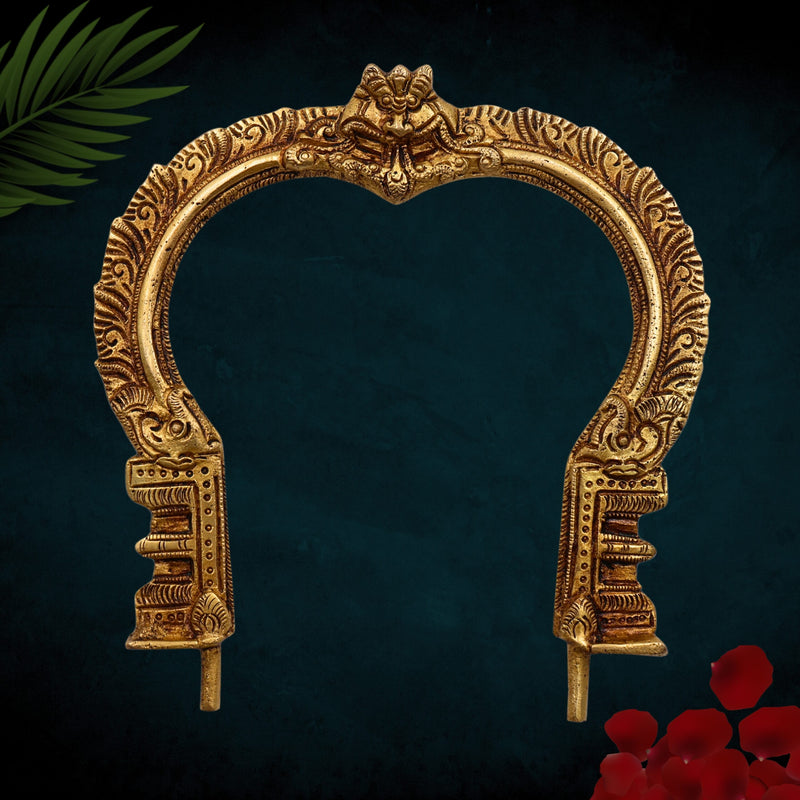Bhunes Brass Prabhavali Frame Wall Hanging – Arch for Deity Backdrop, Prabhawali Prabhaval for Home Temple Decor | Traditional Pooja Brass Aura Frame, Gold, 7.5 Inch, 1 Piece