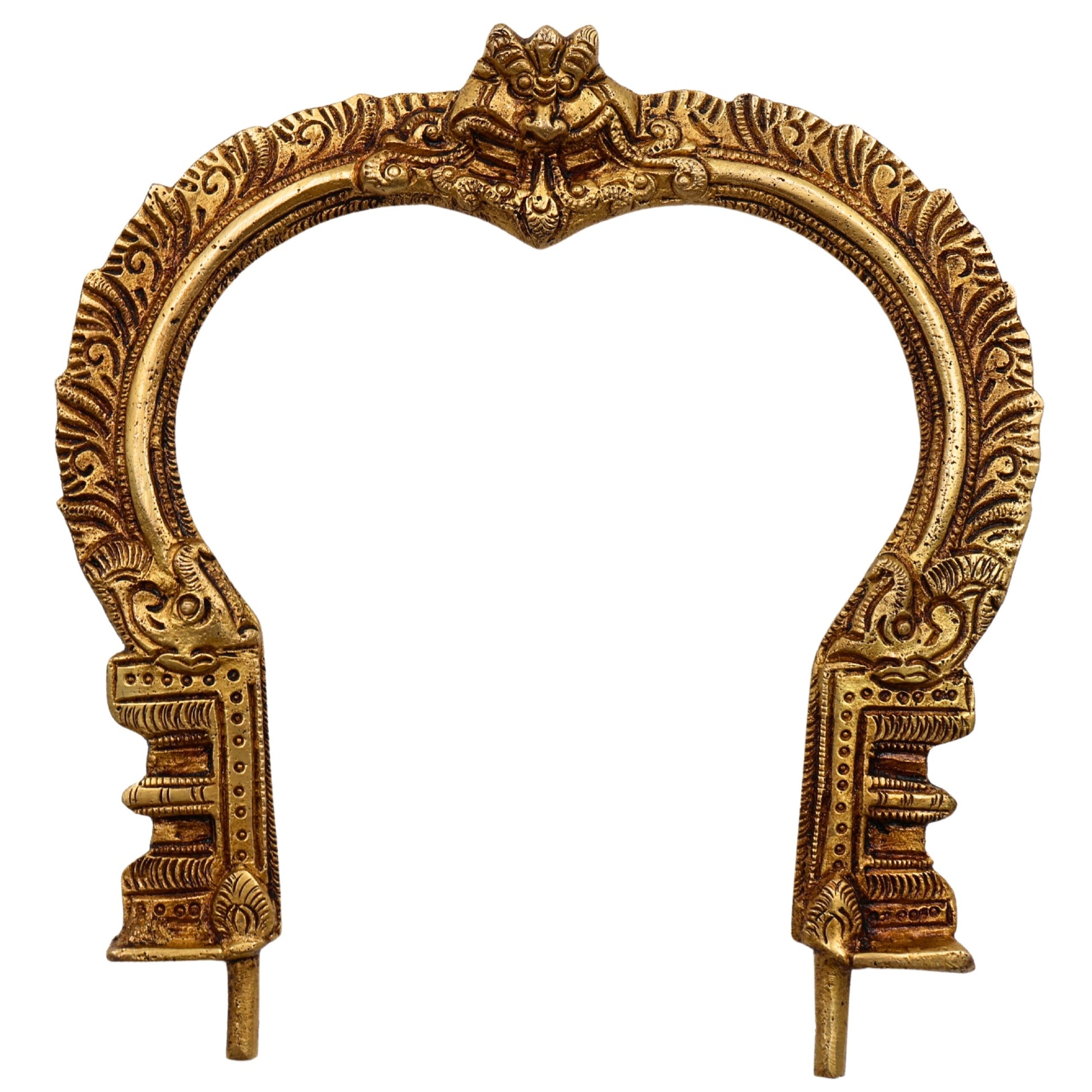 Bhunes Brass Prabhavali Frame Wall Hanging – Arch for Deity Backdrop, Prabhawali Prabhaval for Home Temple Decor | Traditional Pooja Brass Aura Frame, Gold, 7.5 Inch, 1 Piece