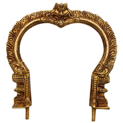 Bhunes Brass Prabhavali Frame Wall Hanging – Arch for Deity Backdrop, Prabhawali Prabhaval for Home Temple Decor | Traditional Pooja Brass Aura Frame, Gold, 7.5 Inch, 1 Piece