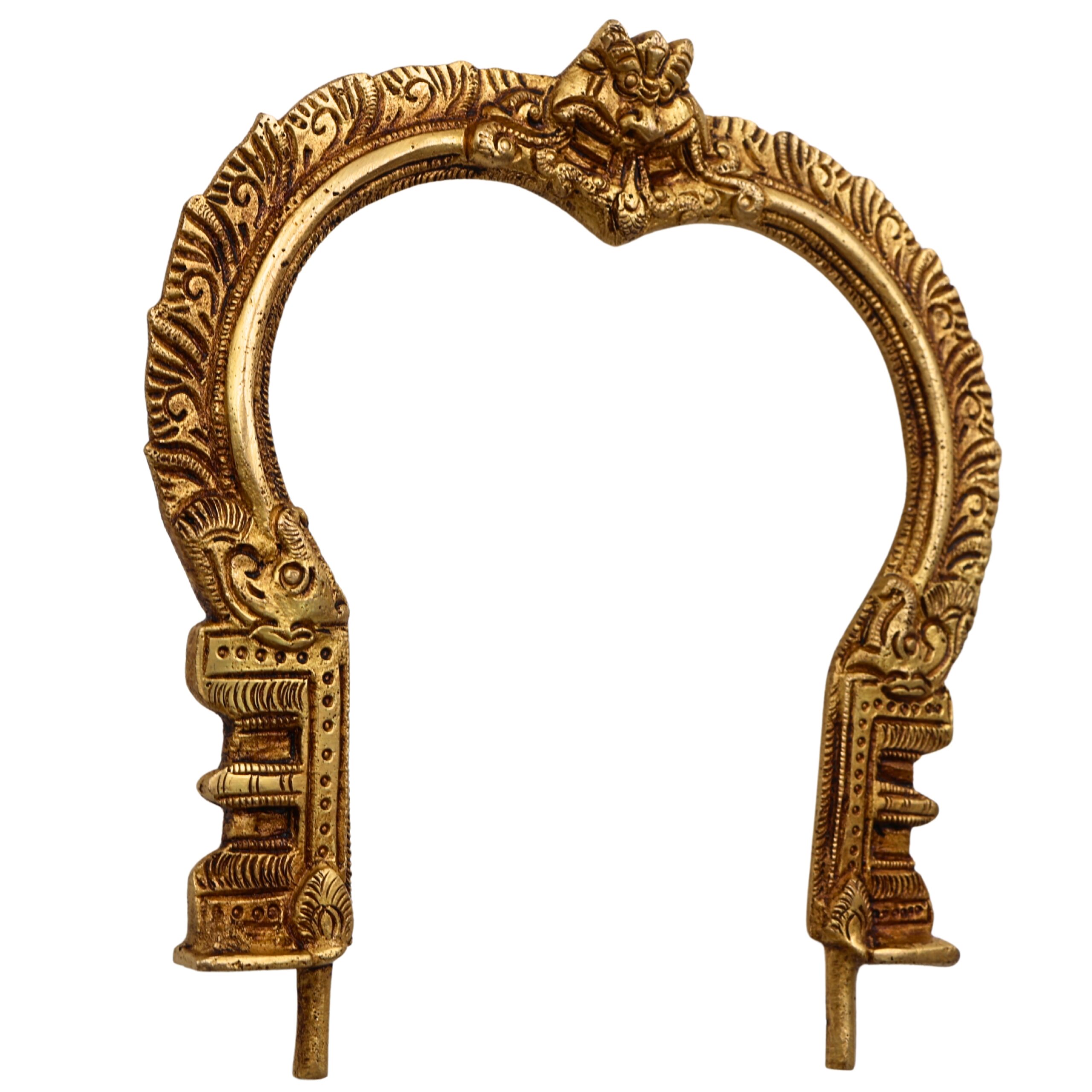 Bhunes Brass Prabhavali Frame Wall Hanging – Arch for Deity Backdrop, Prabhawali Prabhaval for Home Temple Decor | Traditional Pooja Brass Aura Frame, Gold, 7.5 Inch, 1 Piece