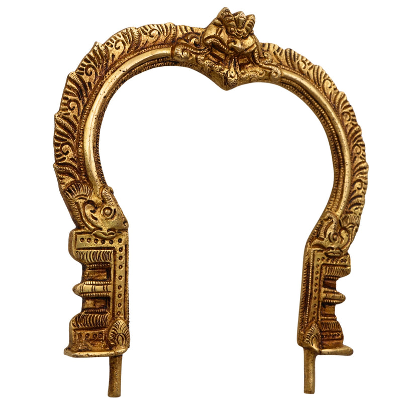 Bhunes Brass Prabhavali Frame Wall Hanging – Arch for Deity Backdrop, Prabhawali Prabhaval for Home Temple Decor | Traditional Pooja Brass Aura Frame, Gold, 7.5 Inch, 1 Piece