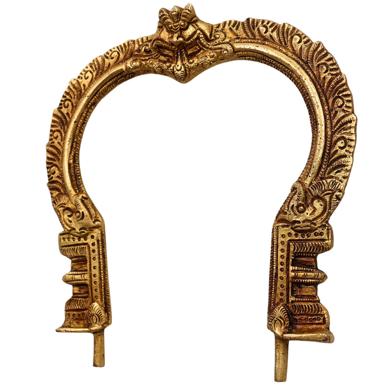 Bhunes Brass Prabhavali Frame Wall Hanging – Arch for Deity Backdrop, Prabhawali Prabhaval for Home Temple Decor | Traditional Pooja Brass Aura Frame, Gold, 7.5 Inch, 1 Piece