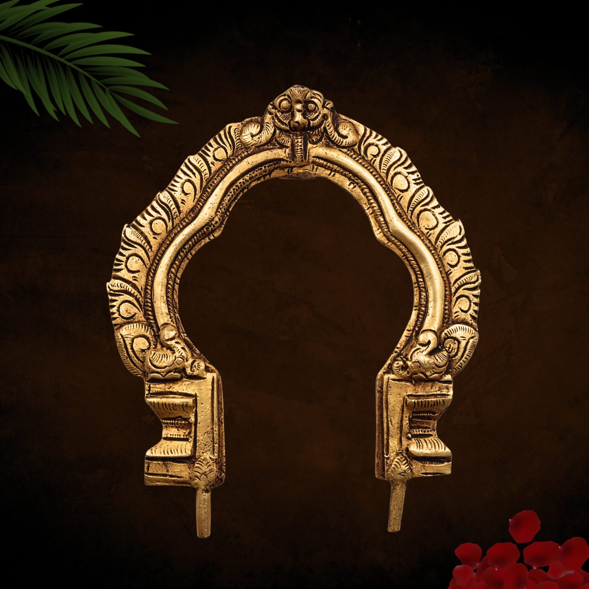 Bhunes Brass Small Prabhavali Frame Arch Wall Hanging for Temple & Home Decor – Prabhawal, Prabhawali for Deity Backdrop, Gold, 5.5 Inch, 1 Piece