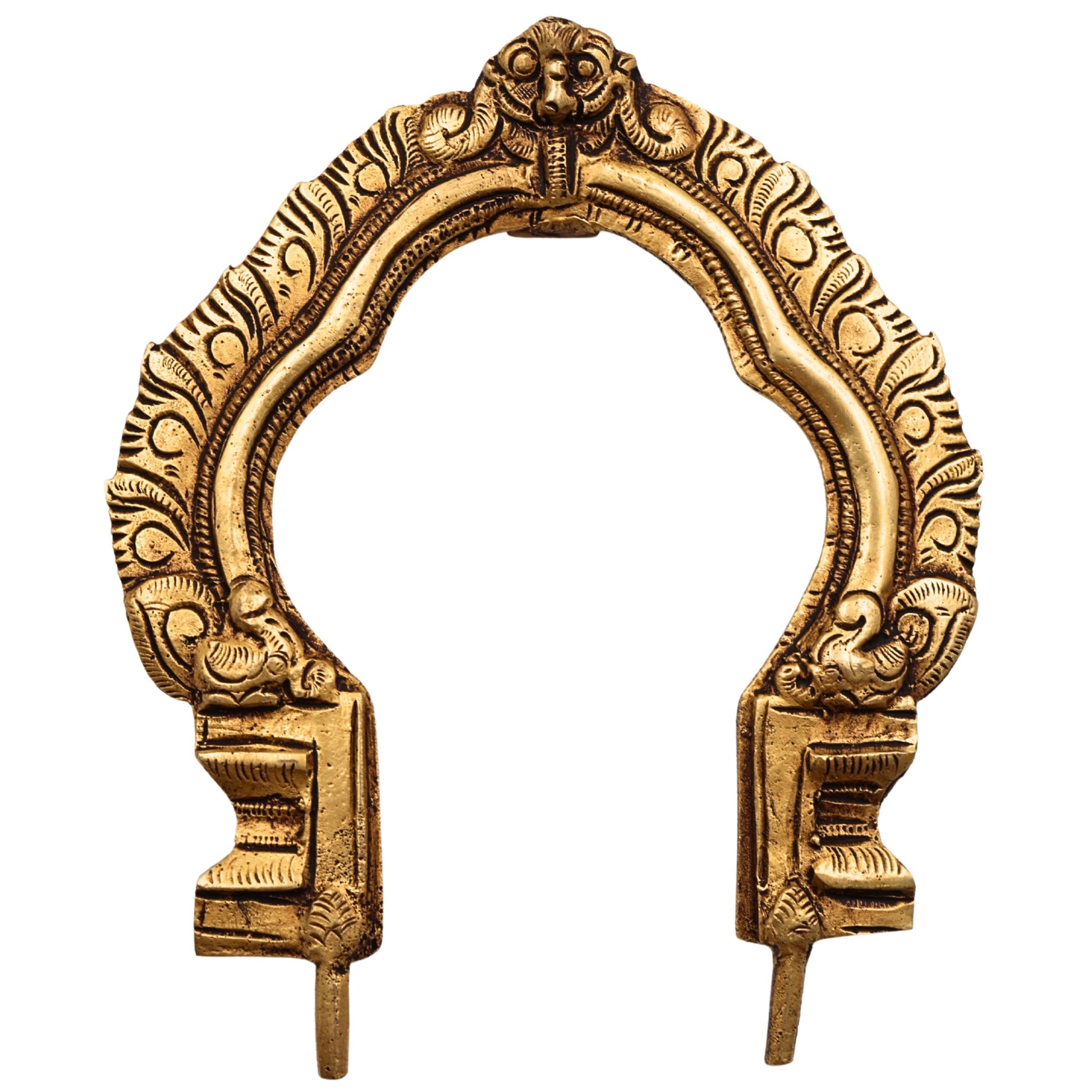 Bhunes Brass Small Prabhavali Frame Arch Wall Hanging for Temple & Home Decor – Prabhawal, Prabhawali for Deity Backdrop, Gold, 5.5 Inch, 1 Piece