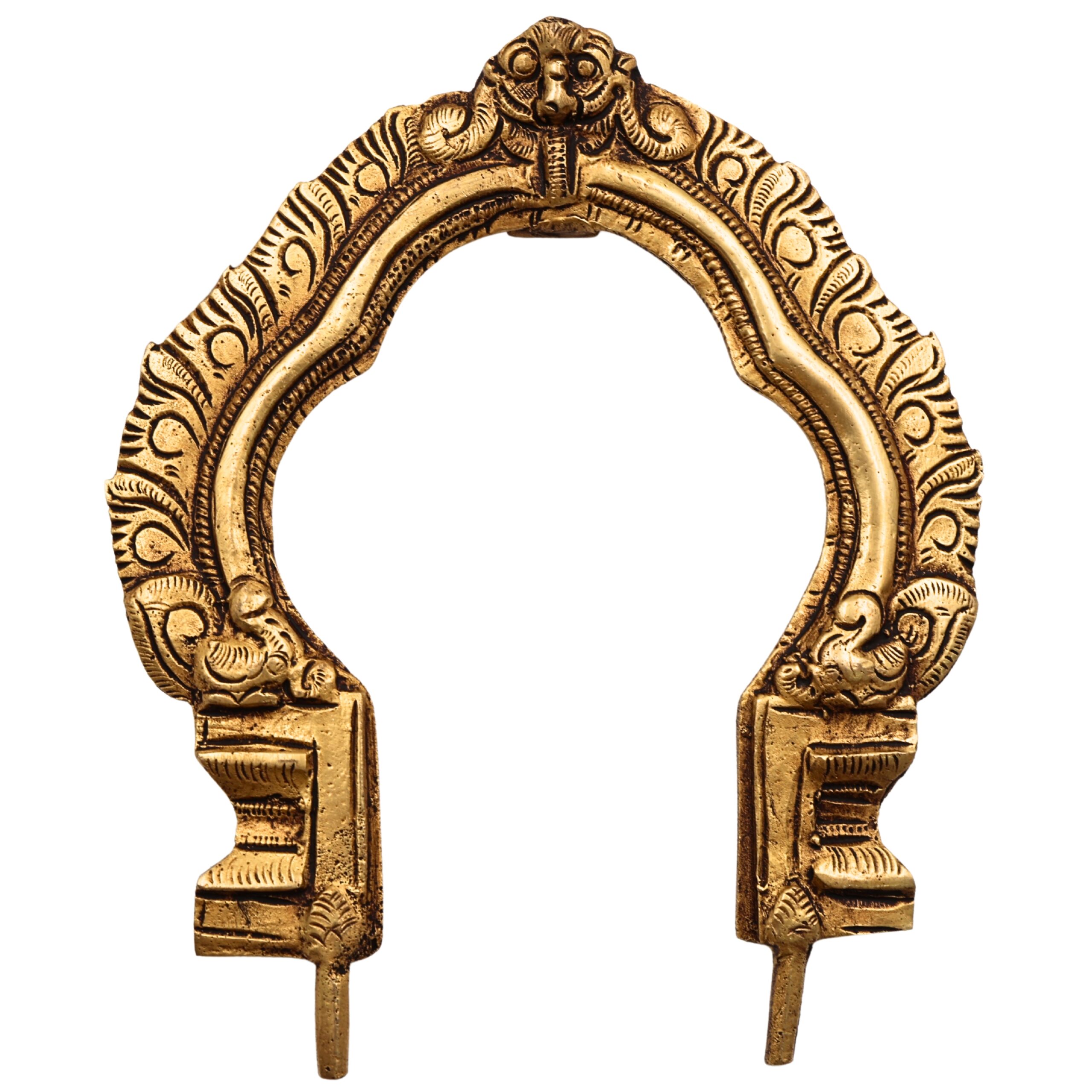 Bhunes Brass Small Prabhavali Frame Arch Wall Hanging for Temple & Home Decor – Prabhawal, Prabhawali for Deity Backdrop, Gold, 5.5 Inch, 1 Piece