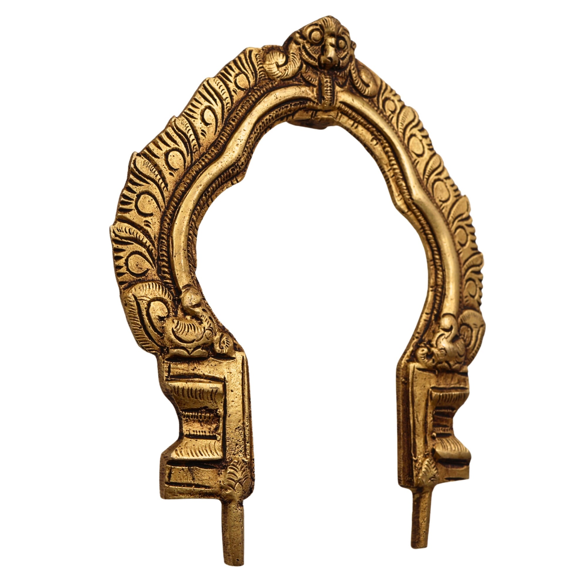 Bhunes Brass Small Prabhavali Frame Arch Wall Hanging for Temple & Home Decor – Prabhawal, Prabhawali for Deity Backdrop, Gold, 5.5 Inch, 1 Piece
