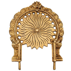 Bhunes Brass Prabhavali Arch Frame with Chakra – Wall Hanging Prabhawali for Deity | Traditional Temple Decor | Prabhaval for Home Mandir, Gold, 8.5 Inch, 1 Piece