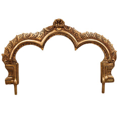 Bhunes Brass Prabhavali Arch Frame for Three Deities – Kirtimukha Tiruvachi Prabhawali Wall Hanging for Temple & Home Decor | Prabhaval Backdrop for Idols, Gold, 6.5 Inch, 1 Piece