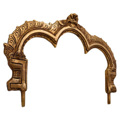 Bhunes Brass Prabhavali Arch Frame for Three Deities – Kirtimukha Tiruvachi Prabhawali Wall Hanging for Temple & Home Decor | Prabhaval Backdrop for Idols, Gold, 6.5 Inch, 1 Piece