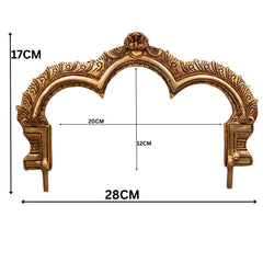 Bhunes Brass Prabhavali Arch Frame for Three Deities – Kirtimukha Tiruvachi Prabhawali Wall Hanging for Temple & Home Decor | Prabhaval Backdrop for Idols, Gold, 6.5 Inch, 1 Piece