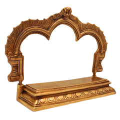 Bhunes Brass Deity Singhasan with Prabhavali and Chowki, Handcrafted Temple Bajot for Idols & Pooja Room, Gold, 7 Inch, 1 Piece