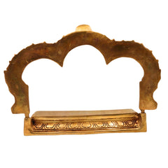 Bhunes Brass Deity Singhasan with Prabhavali and Chowki, Handcrafted Temple Bajot for Idols & Pooja Room, Gold, 7 Inch, 1 Piece