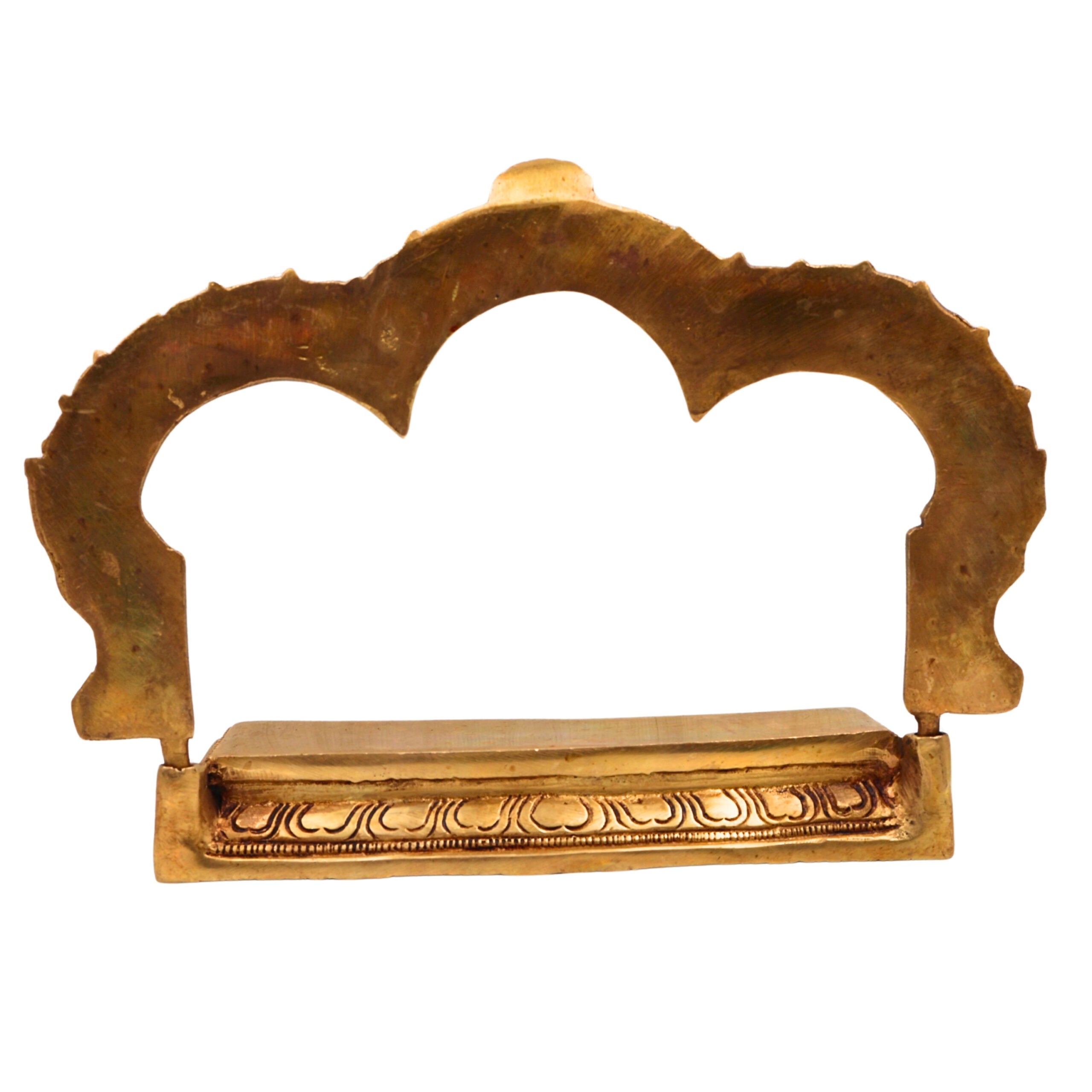 Bhunes Brass Deity Singhasan with Prabhavali and Chowki, Handcrafted Temple Bajot for Idols & Pooja Room, Gold, 7 Inch, 1 Piece