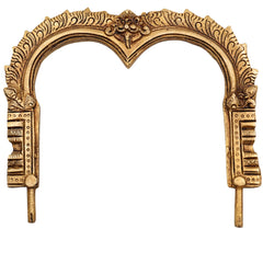 Bhunes Brass Prabhavali Arch Frame for Two Deities – Traditional Wall Hanging Prabhawali | Prabhaval for Temple, Mandir & Home Decor, Gold, 6 Inch, 1 Piece