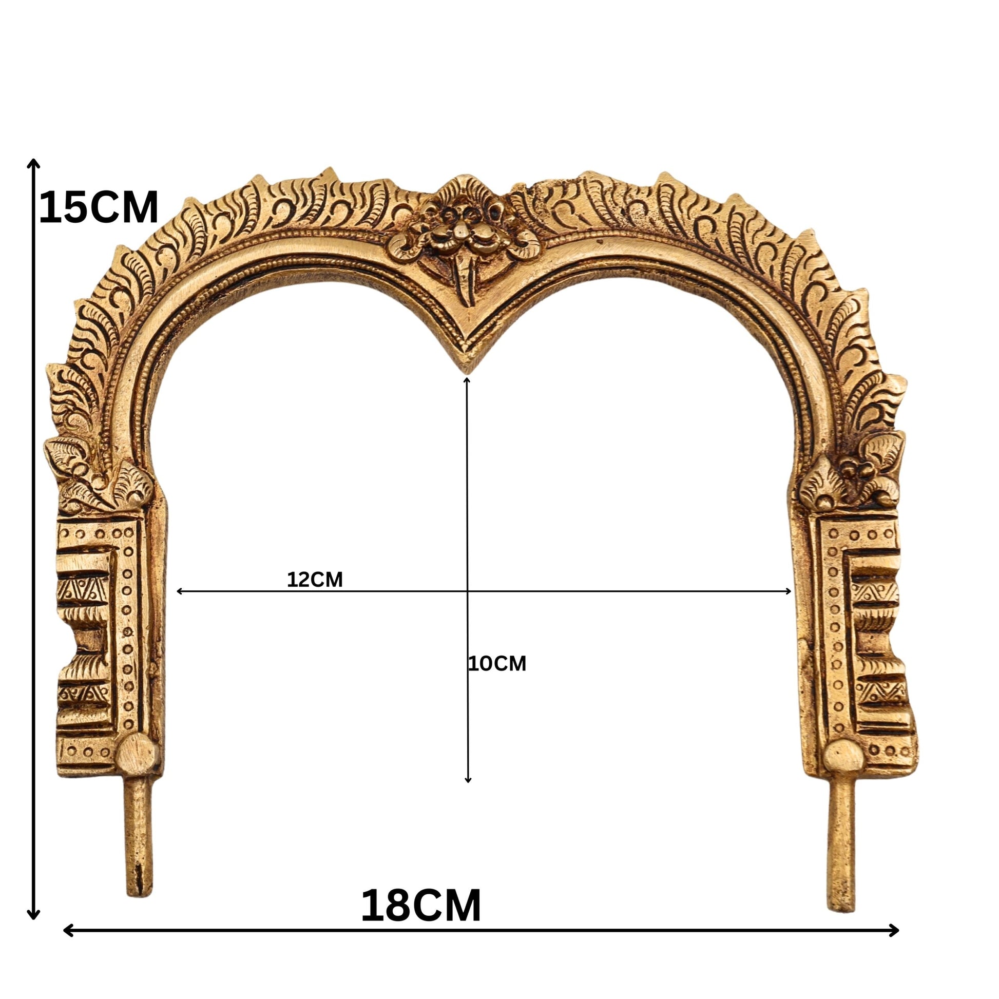 Bhunes Brass Prabhavali Arch Frame for Two Deities – Traditional Wall Hanging Prabhawali | Prabhaval for Temple, Mandir & Home Decor, Gold, 6 Inch, 1 Piece