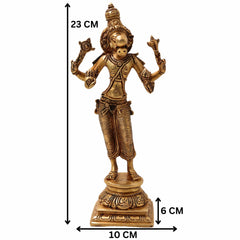 Brass Standing Varaha Swamy Idol Holding Prithvi (Bhu) – Handcrafted Vishnu Statue for Home & Temple Worship, Gold, 9 Inch, 1 Piece