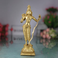Brass Sri Ram Idol, Shree Rama Murti, Ramachandra Statue, Kodanda Ramar Vigraham, Pital Raghava Moorti for Pooja Room Temple & Home Decor, Gold, 9 Inch, 1 Piece