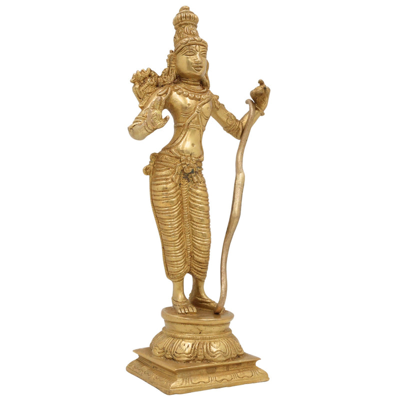 Brass Sri Ram Idol, Shree Rama Murti, Ramachandra Statue, Kodanda Ramar Vigraham, Pital Raghava Moorti for Pooja Room Temple & Home Decor, Gold, 9 Inch, 1 Piece