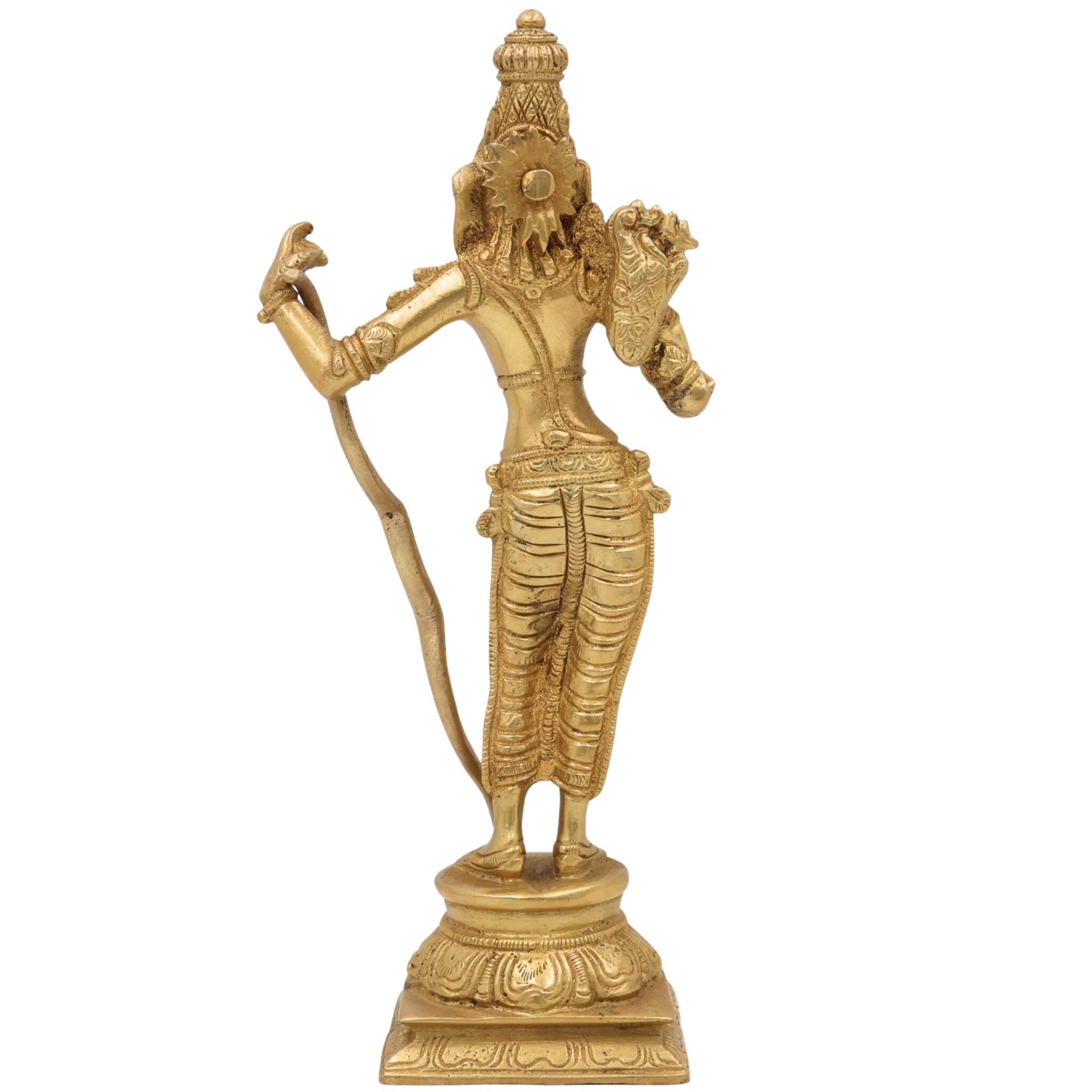 Brass Sri Ram Idol, Shree Rama Murti, Ramachandra Statue, Kodanda Ramar Vigraham, Pital Raghava Moorti for Pooja Room Temple & Home Decor, Gold, 9 Inch, 1 Piece