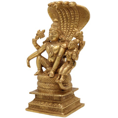 Brass Vishnu Lakshmi Idol on Adishesha | Narayana Murti, Lakshmi Narayan Sculpture, Peetal/Pittal Murti for Home Pooja, Temple Decor & Spiritual Gift, Gold, 8.5 Inch, 1 Piece