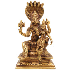 Brass Lakshmi Narasimha Swamy Idol | Yoga Narasimha Murti | Nrisimha Deva Statue | Ugra Narasimha Vigraham | Lord Narasingha Perumal Brass Idol for Puja, Temple & Home Decor, Gold, 7.5 Inch, 1 Piece