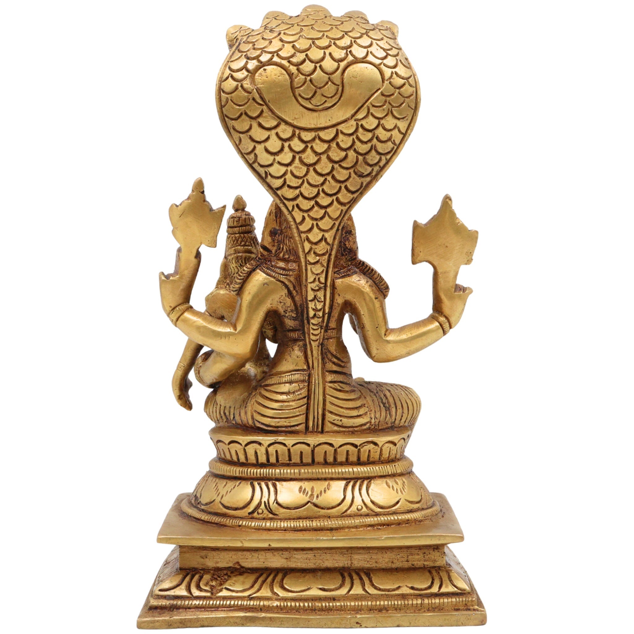Brass Lakshmi Narasimha Swamy Idol | Yoga Narasimha Murti | Nrisimha Deva Statue | Ugra Narasimha Vigraham | Lord Narasingha Perumal Brass Idol for Puja, Temple & Home Decor, Gold, 7.5 Inch, 1 Piece