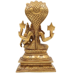 Brass Lakshmi Narasimha Swamy Idol | Yoga Narasimha Murti | Nrisimha Deva Statue | Ugra Narasimha Vigraham | Lord Narasingha Perumal Brass Idol for Puja, Temple & Home Decor, Gold, 7.5 Inch, 1 Piece