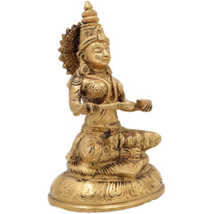 Brass Goddess Annapurna Devi Idol Annapurneshwari Annpurna Annapoorneshwari Annaporna Murti, Gold, 8 Inch, 1 Piece