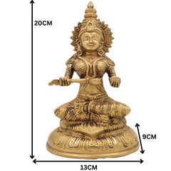 Brass Goddess Annapurna Devi Idol Annapurneshwari Annpurna Annapoorneshwari Annaporna Murti, Gold, 8 Inch, 1 Piece