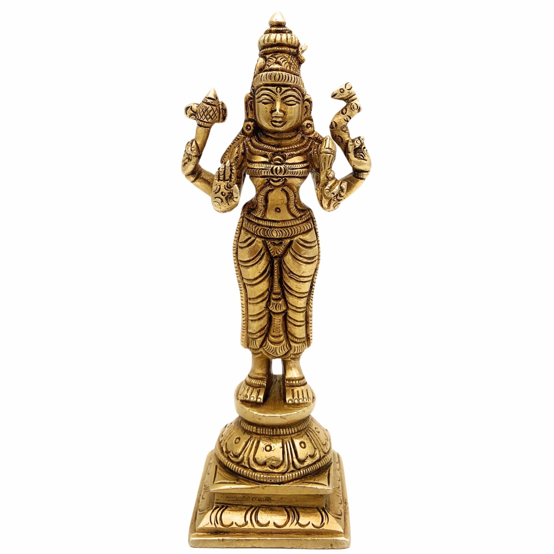 Bhunes Brass Parvati Mata Murti | Parvathi Devi Statue | Adi Parashakti Brass Idol | Goddess Parvati Statue | Parwathi Brass Figurine, Gold, 6 Inch, 1 Piece