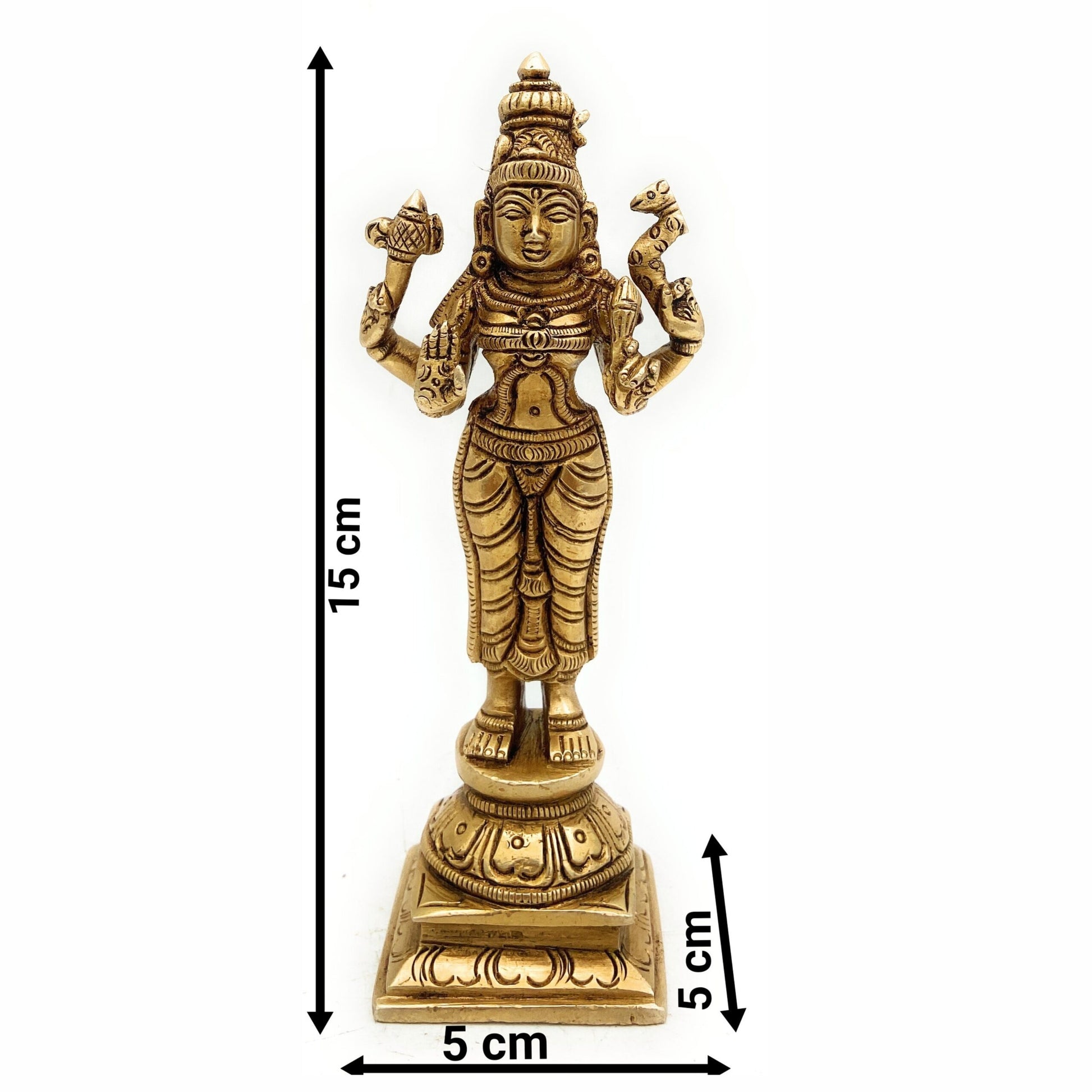 Bhunes Brass Parvati Mata Murti | Parvathi Devi Statue | Adi Parashakti Brass Idol | Goddess Parvati Statue | Parwathi Brass Figurine, Gold, 6 Inch, 1 Piece