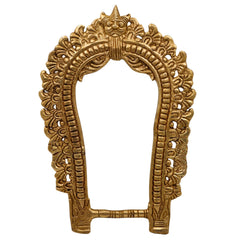 Brass Prabhavali Frame Arch Wall Hanging with Kirtimukha, Prabhawal & Prabhawali for Temple, Home Decor & Deity Backdrop | Traditional Brass Prabhavali for Pooja Room, Gold, 12 Inch, 1 Piece