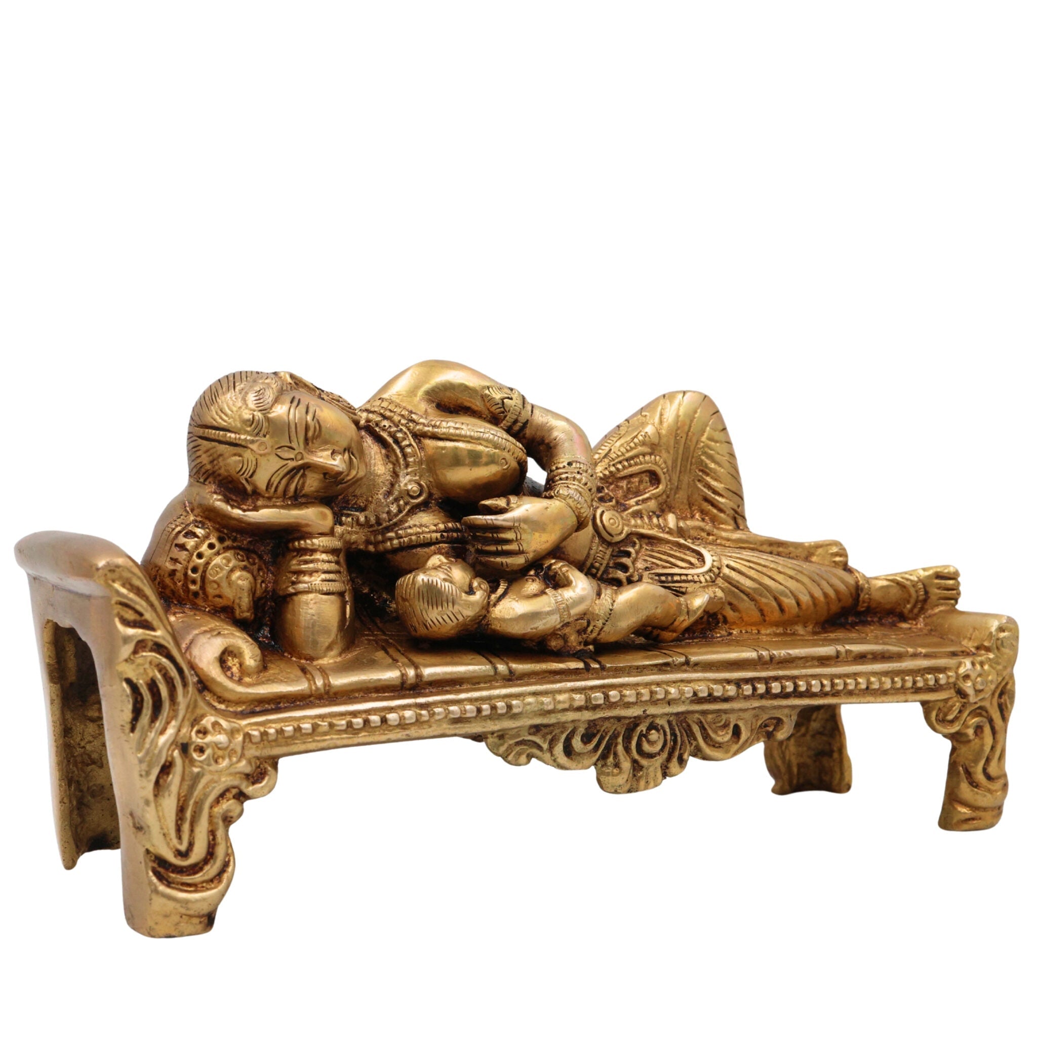 Brass Yashoda Feeding Krishna Idol | Nursing Mother Statue | Yashoda Breastfeeding Baby Krishna Murti | Pittal Vigraham for Puja & Home Decor, Gold, 4.5 Inch, 1 Piece