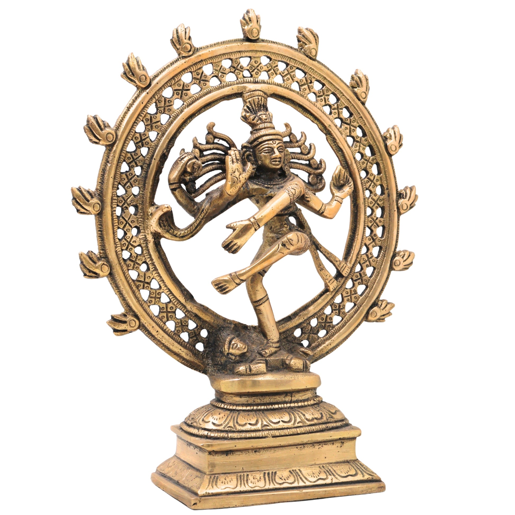 Brass Nataraja Idol, Shiv Natraj Statues, Dancing Nataraj, Hindu Dance God,Gold, 8.5 Inch, 1 Piece