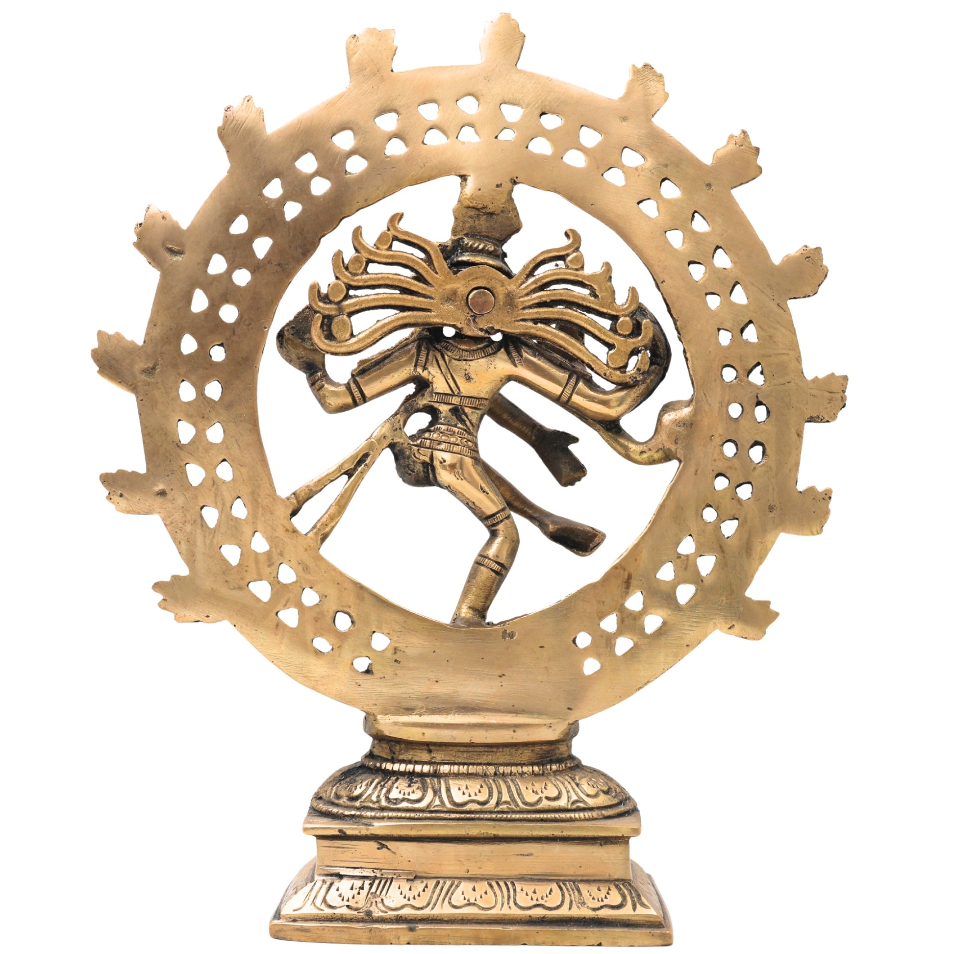 Brass Nataraja Idol, Shiv Natraj Statues, Dancing Nataraj, Hindu Dance God,Gold, 8.5 Inch, 1 Piece