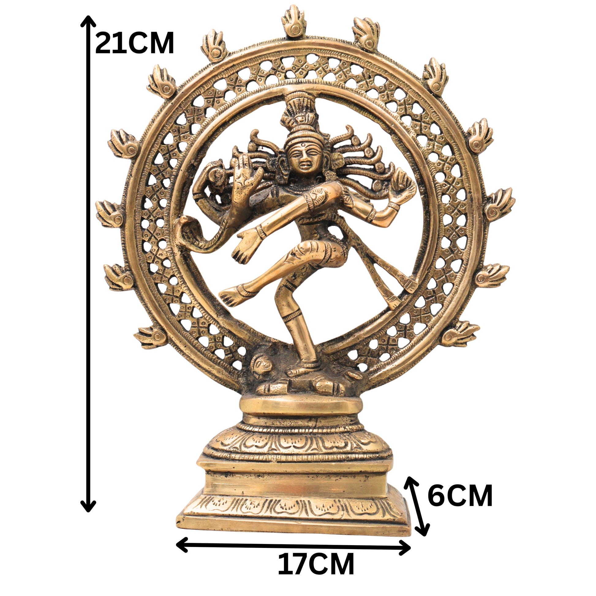Brass Nataraja Idol, Shiv Natraj Statues, Dancing Nataraj, Hindu Dance God,Gold, 8.5 Inch, 1 Piece