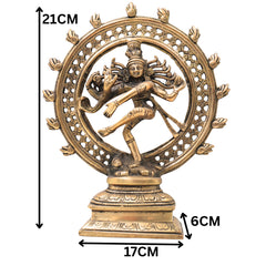 Brass Nataraja Idol, Shiv Natraj Statues, Dancing Nataraj, Hindu Dance God,Gold, 8.5 Inch, 1 Piece