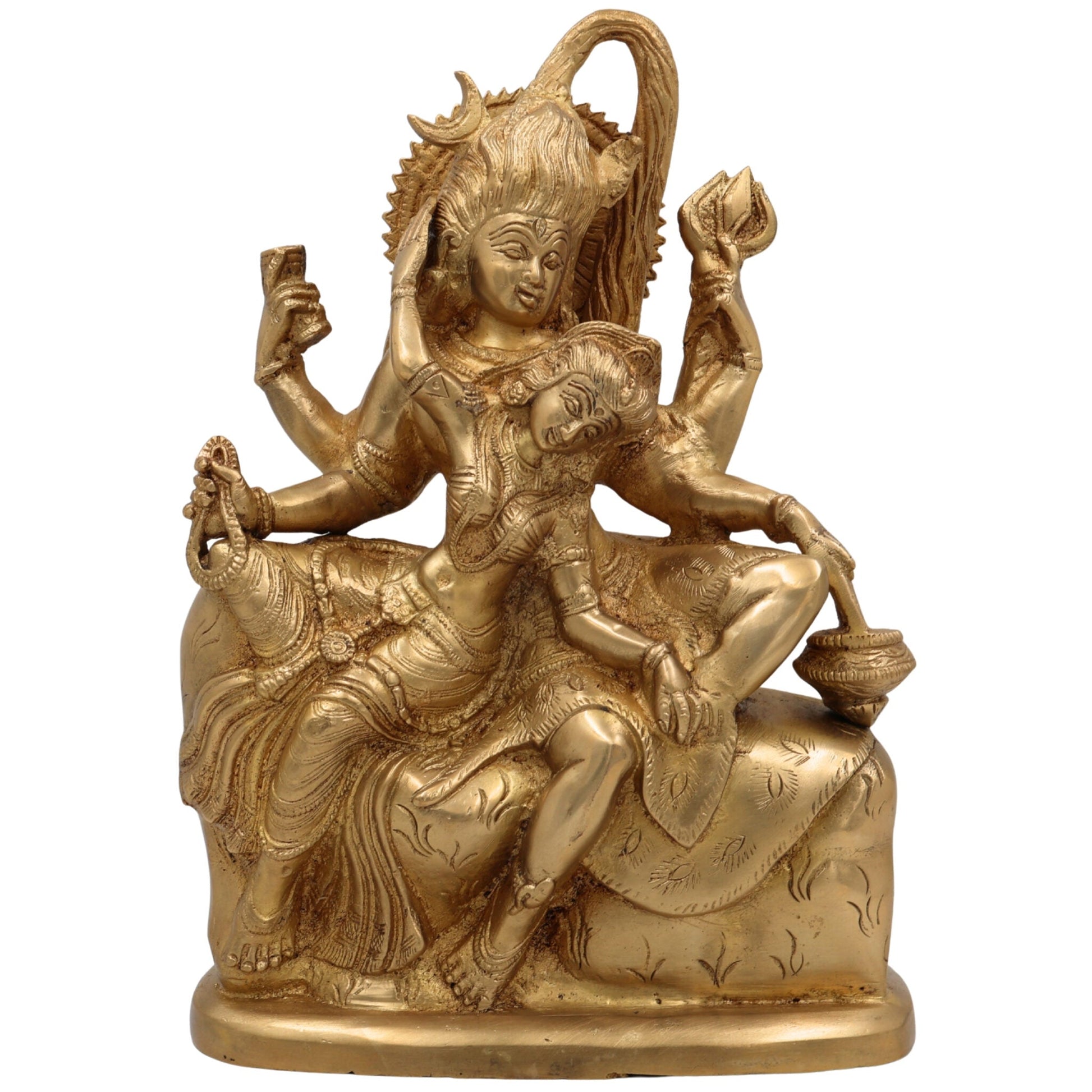 Brass Shiva And Parwati Idol | Shiv Parvati Brass Statue | Brass Shiva Parvati | Brass Shiv Parivar | Shivshankar Parvati | Murti | Idol |Statue, Gold, 11 Inch, 1 Piece