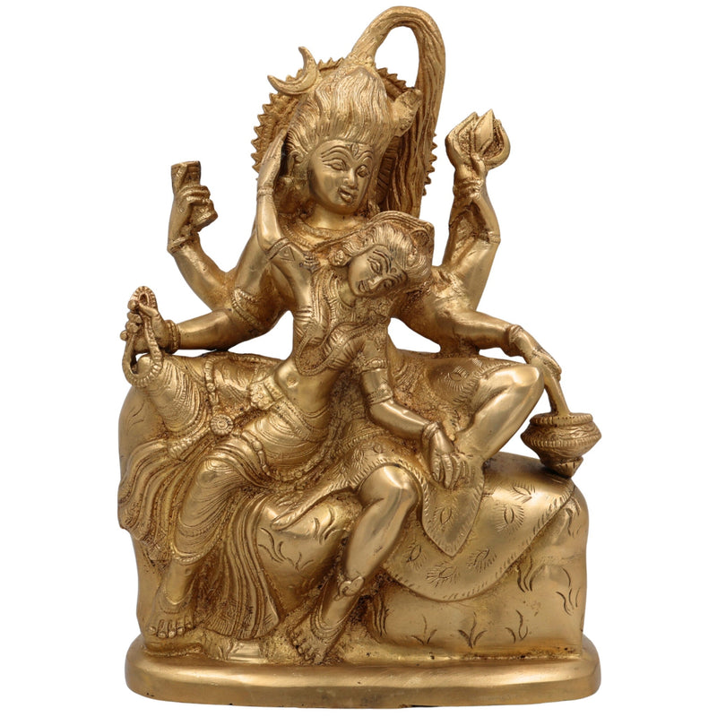 Brass Shiva And Parwati Idol | Shiv Parvati Brass Statue | Brass Shiva Parvati | Brass Shiv Parivar | Shivshankar Parvati | Murti | Idol |Statue, Gold, 11 Inch, 1 Piece