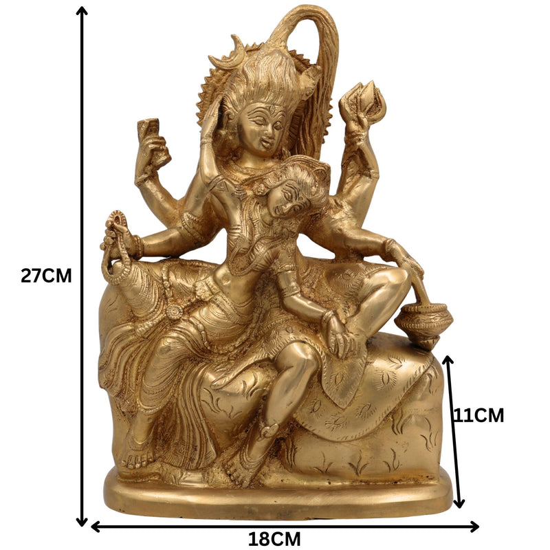 Brass Shiva And Parwati Idol | Shiv Parvati Brass Statue | Brass Shiva Parvati | Brass Shiv Parivar | Shivshankar Parvati | Murti | Idol |Statue, Gold, 11 Inch, 1 Piece