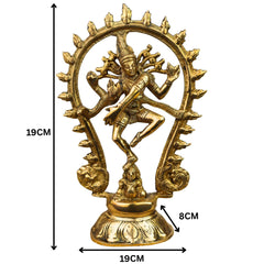 Handcrafted Brass Nataraja Idol – Lord Shiva Nataraj, Adalvallan, Tandav Murti, Chidambaram Natesa Statue for Home, Temple & Gift, Gold, 7.5 Inch, 1 Piece