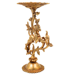 Brass Yali Stand Peetha, Vyala Lion Singhasan Chowki, Traditional Peetal Pittal Yali Pooja Pedestal, Dravidian Temple Yali Idol Base for Mandir Decor, Gold, 9.5 Inch, 1 Piece