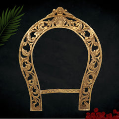 Bhunes Brass Big Prabhavali Frame Arch Wall Hanging – Prabhawali with Sheshnag for Temple, Deity Decor, and Home Mandir | Brass Pooja Backdrop & Religious Wall Hanging, Gold, 19 Inch, 1 Piece