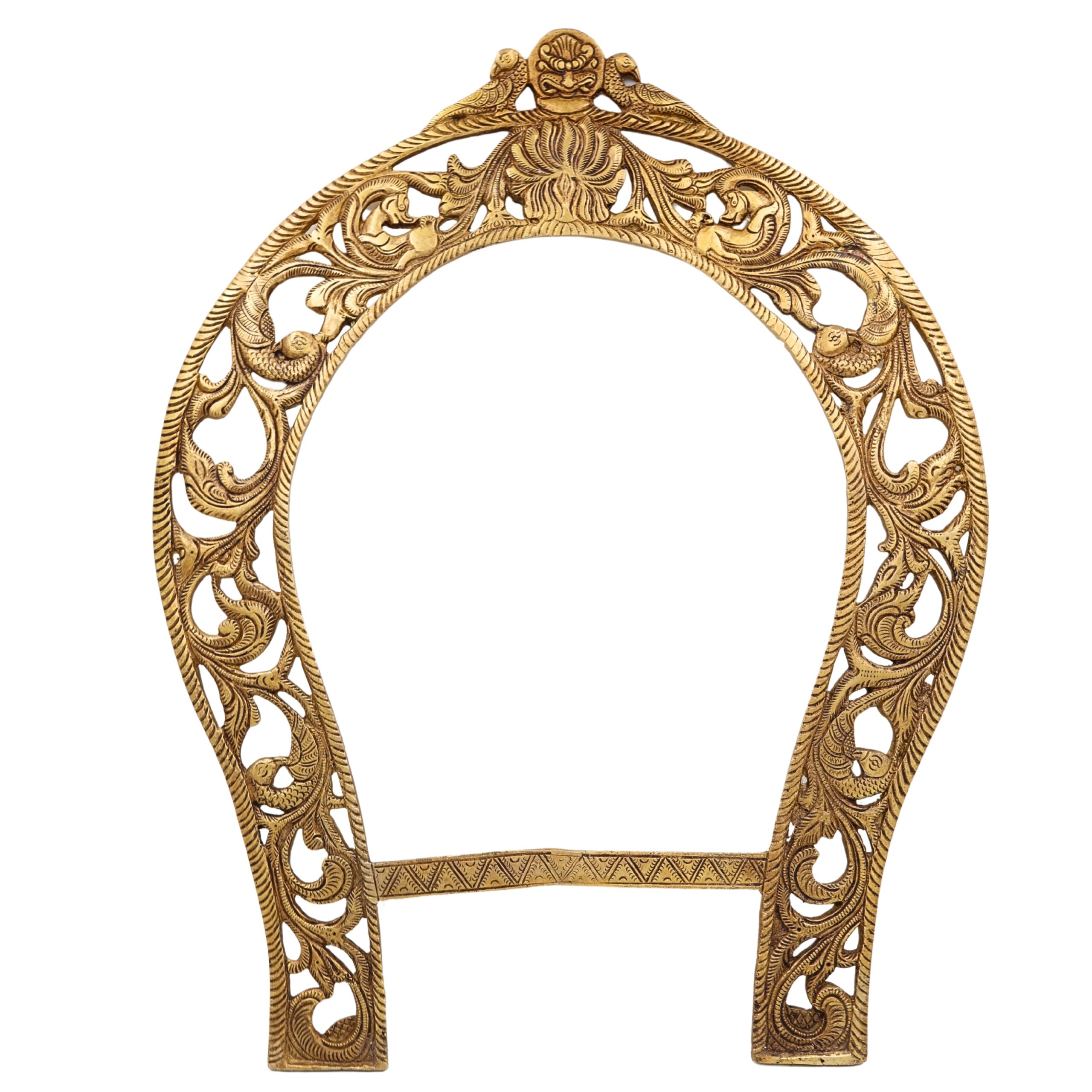 Bhunes Brass Big Prabhavali Frame Arch Wall Hanging – Prabhawali with Sheshnag for Temple, Deity Decor, and Home Mandir | Brass Pooja Backdrop & Religious Wall Hanging, Gold, 19 Inch, 1 Piece