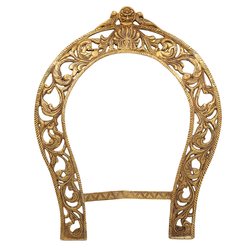 Bhunes Brass Big Prabhavali Frame Arch Wall Hanging – Prabhawali with Sheshnag for Temple, Deity Decor, and Home Mandir | Brass Pooja Backdrop & Religious Wall Hanging, Gold, 19 Inch, 1 Piece